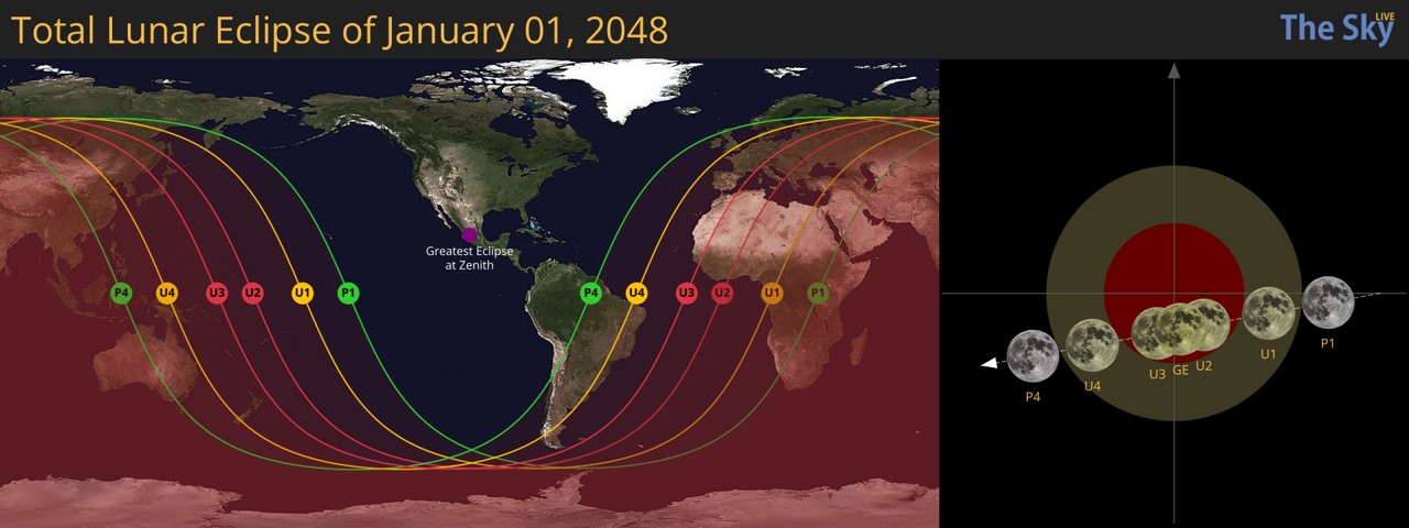 Total Lunar Eclipse of January 1, 2048 from China (Beijing) | TheSkyLive